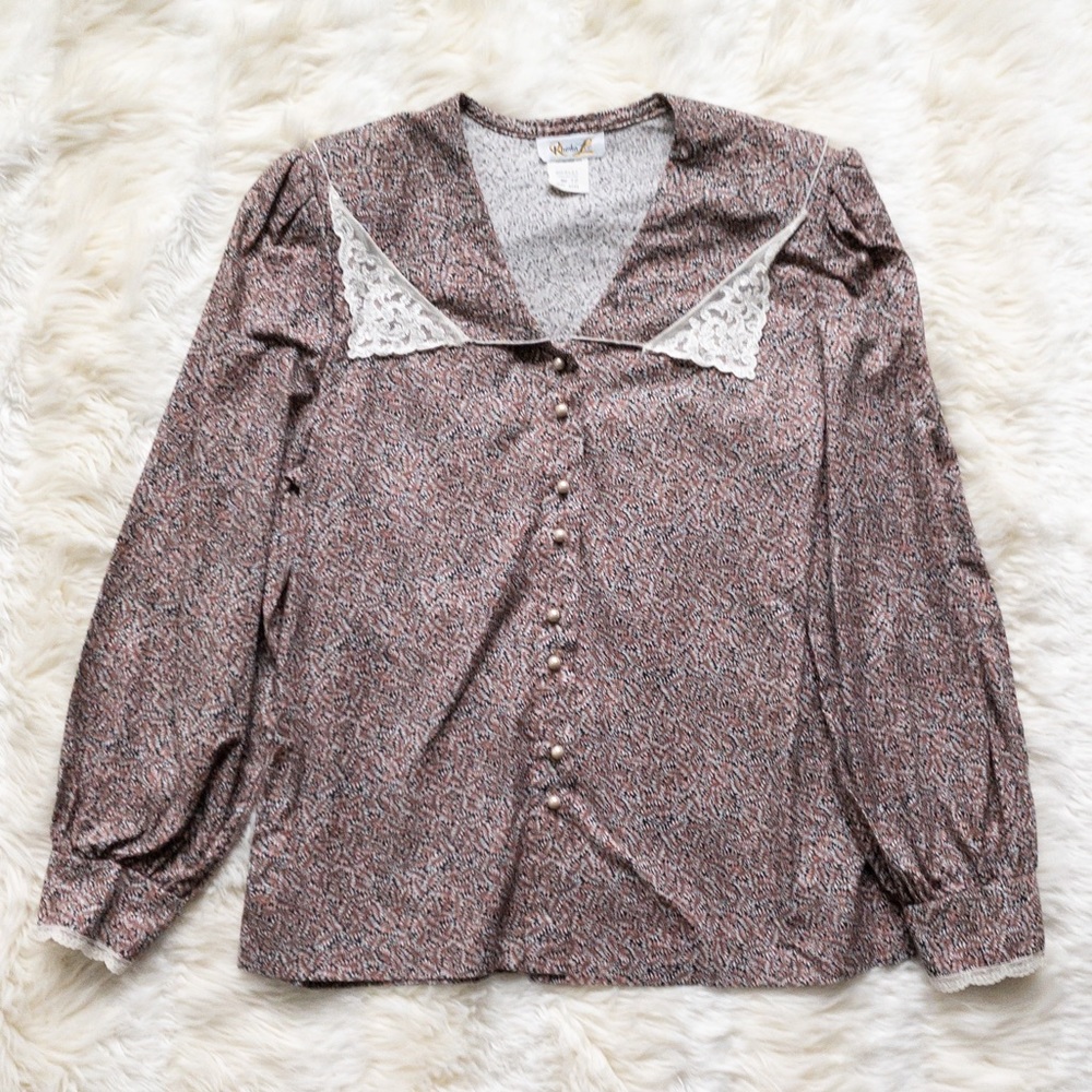 Vintage Rhonda Lee Prairie Style Button Down Blouse